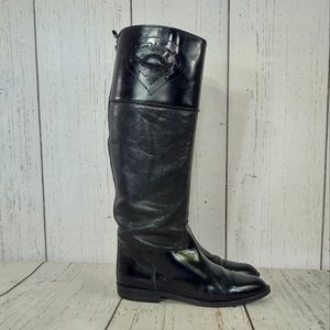 Black Italian Leather Equestrian Riding Boots